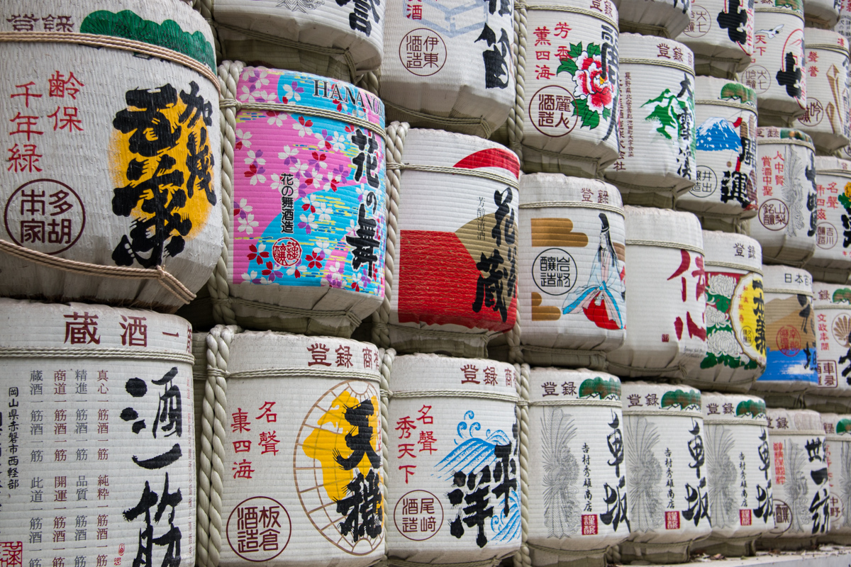 Sake Barrels Wrapped in Straw
